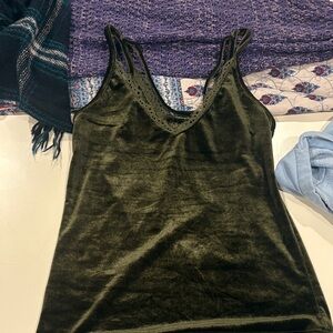 Elegant Olive Green Velvet Women's Top